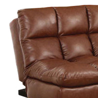 Karla Accent Chair Lounger, Chrome, Saddle Brown Tufted Faux Leather -BM328007