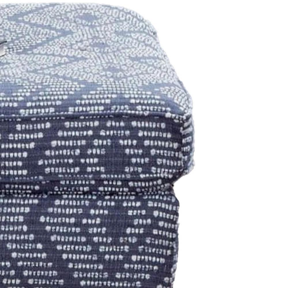 Wicky Ottoman, Classic Blue Patterned Fabric, Solid Wood, 37 Inch -BM328046