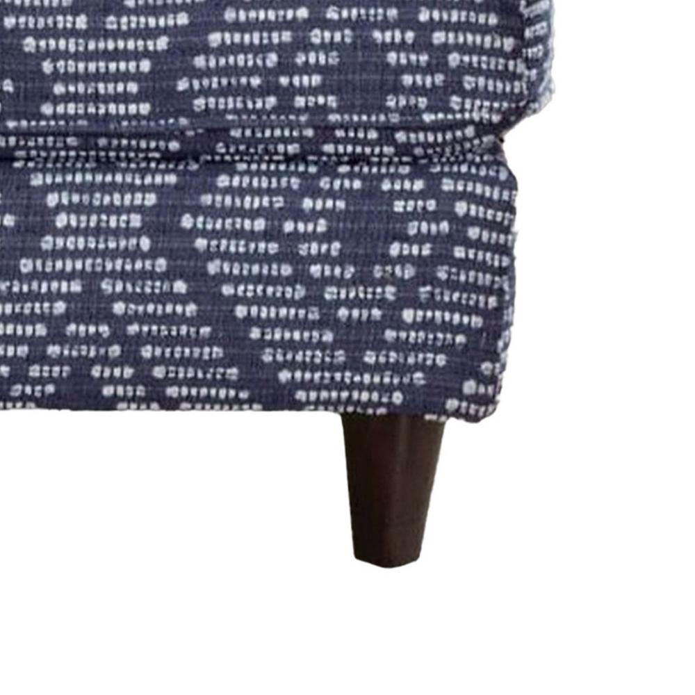 Wicky Ottoman, Classic Blue Patterned Fabric, Solid Wood, 37 Inch -BM328046