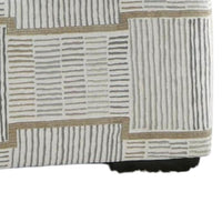 Rane Ottoman, Plush Beige Chenille, Elegant Lined Pattern, 41 Inch -BM328057