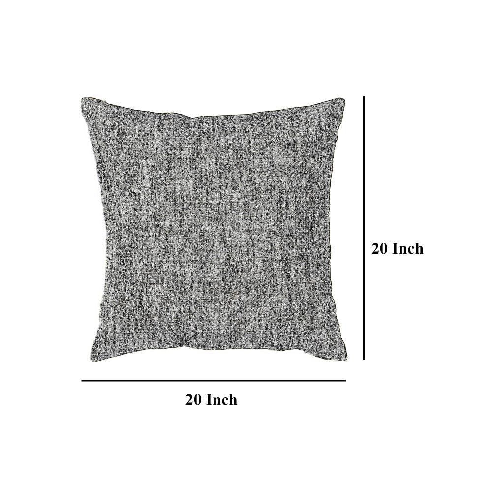 Square Accent Throw Pillow, 20 Inch, Woven Gray Polyester, Polyfill -BM328061