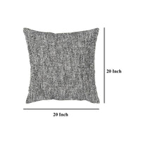Square Accent Throw Pillow, 20 Inch, Woven Gray Polyester, Polyfill -BM328061