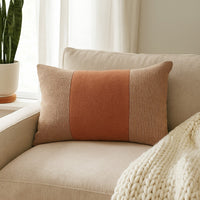 Ako 14 x 20 Lumbar Accent Throw Pillow, Spice Orange Cotton Stripe -BM328064