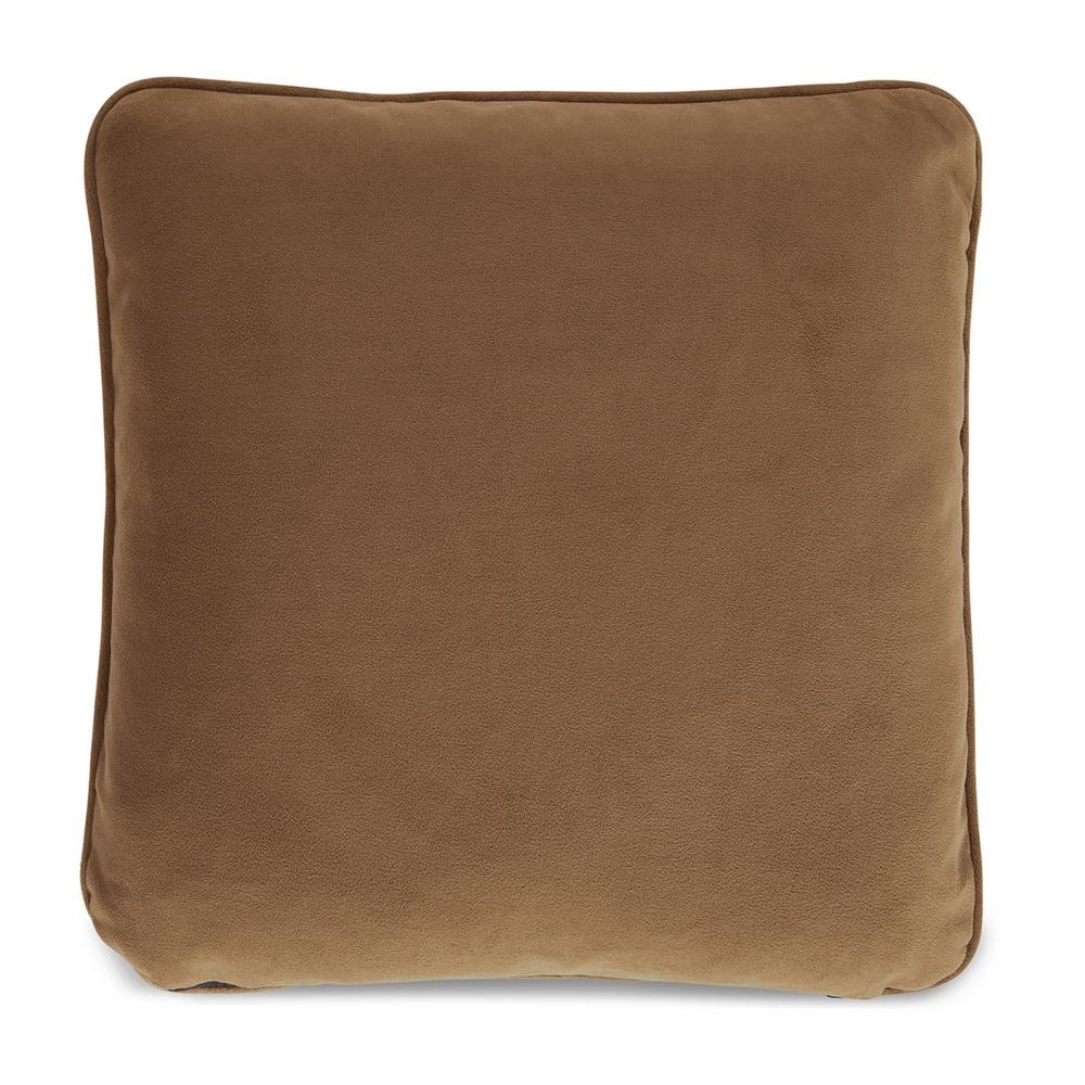 Wali Square Accent Throw Pillow, 20 Inch, Feather Fill Brown Polyester -BM328066