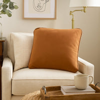 Wali Square Accent Throw Pillow, 20 Inch Feather Fill Orange Polyester -BM328067