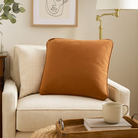 Wali Square Accent Throw Pillow, 20 Inch Feather Fill Orange Polyester -BM328067