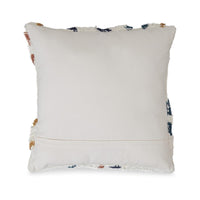 Square Accent Throw Pillow, 20 Inch, Handwoven Abstract Design, White -BM328068