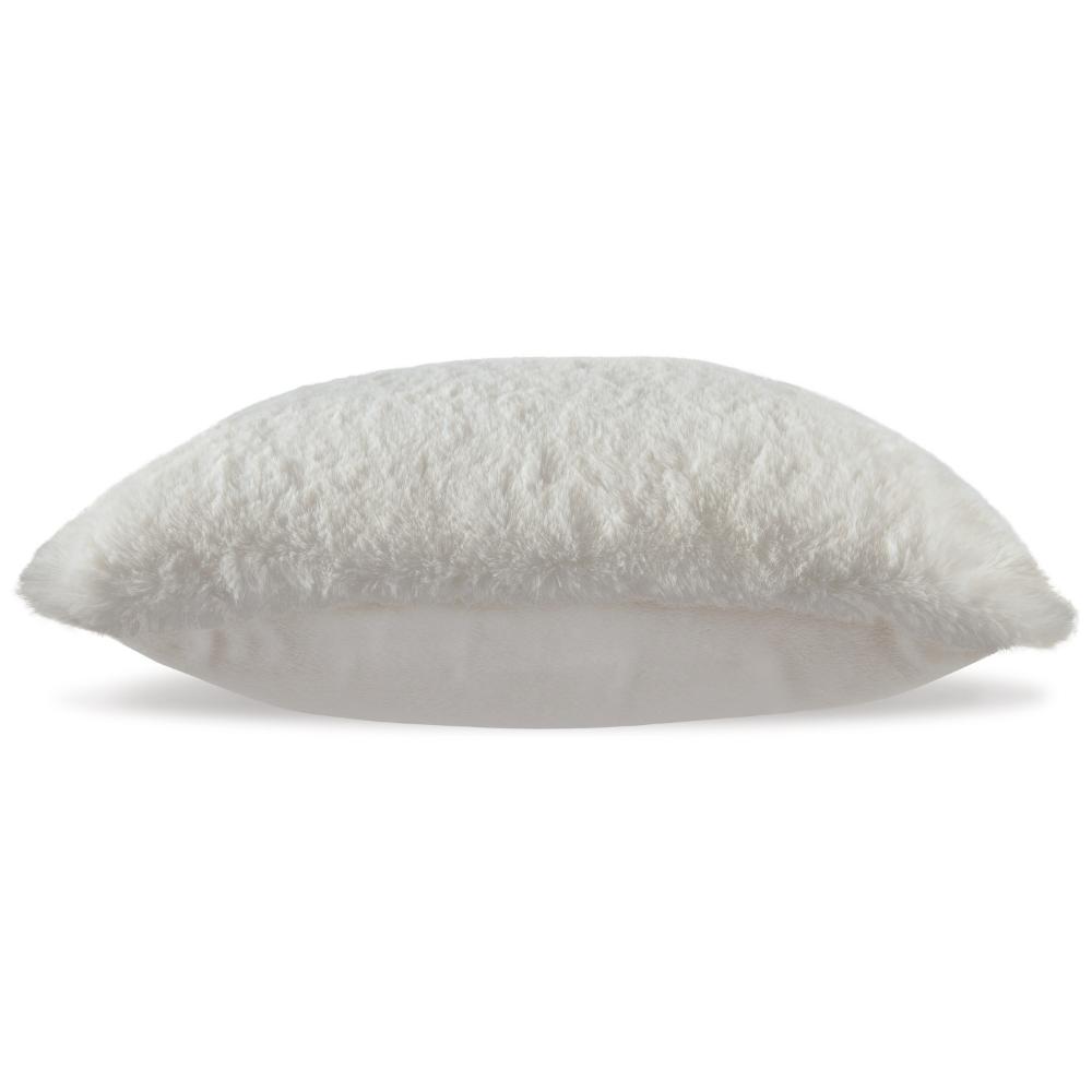 Dift Square Accent Throw Pillow, 20 Inch, White Faux Rabbit Fur Face -BM328070