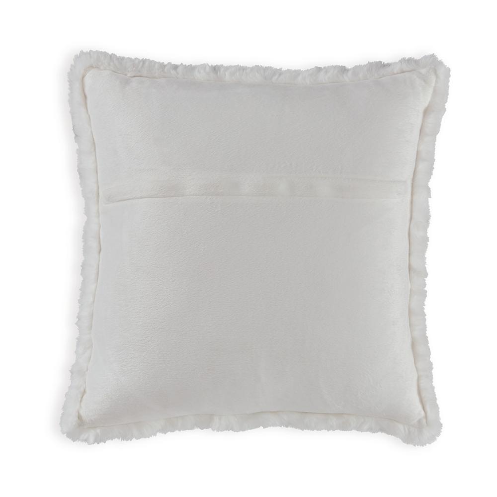 Dift Square Accent Throw Pillow, 20 Inch, White Faux Rabbit Fur Face -BM328070
