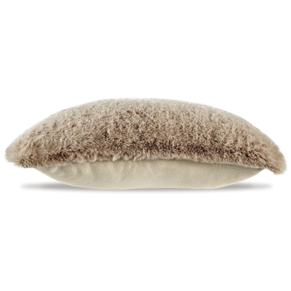 Dift Square Accent Throw Pillow, 20 Inch, Taupe Beige Faux Rabbit Fur -BM328071