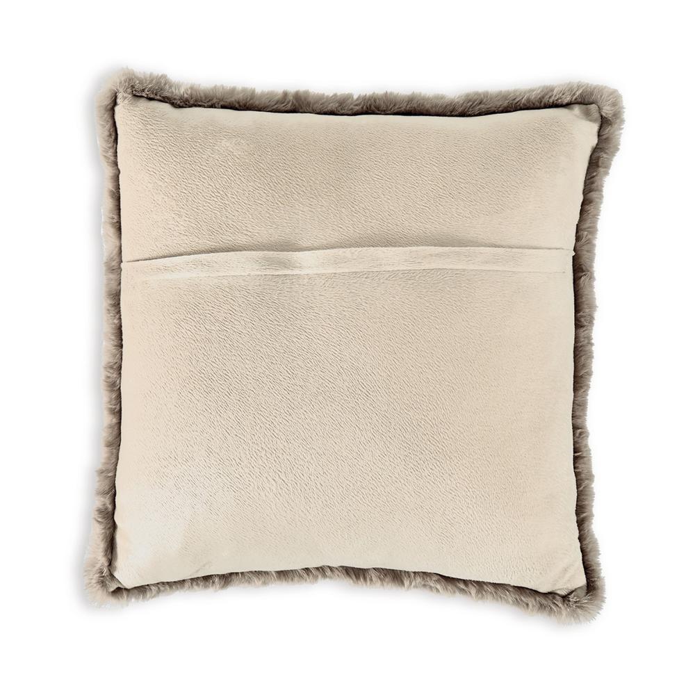 Dift Square Accent Throw Pillow, 20 Inch, Taupe Beige Faux Rabbit Fur -BM328071
