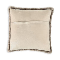 Dift Square Accent Throw Pillow, 20 Inch, Taupe Beige Faux Rabbit Fur -BM328071