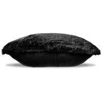 Dift Square Accent Throw Pillow, 20 Inch, Black Faux Rabbit Fur Face -BM328072