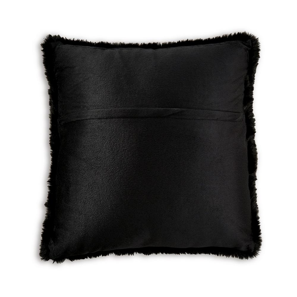 Dift Square Accent Throw Pillow, 20 Inch, Black Faux Rabbit Fur Face -BM328072
