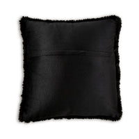 Dift Square Accent Throw Pillow, 20 Inch, Black Faux Rabbit Fur Face -BM328072