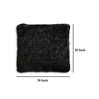 Dift Square Accent Throw Pillow, 20 Inch, Black Faux Rabbit Fur Face -BM328072