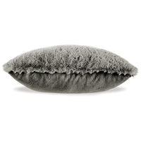 Dift Square Accent Throw Pillow, 20 Inch, Dark Gray Faux Rabbit Fur -BM328073