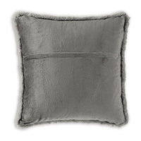 Dift Square Accent Throw Pillow, 20 Inch, Dark Gray Faux Rabbit Fur -BM328073