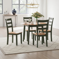 Gasy Dining Table, Extendable 26-42 Inch, Dark Green Wood, 2 Leaves -BM328074