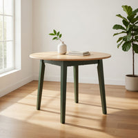Gasy Dining Table, Extendable 26-42 Inch, Dark Green Wood, 2 Leaves -BM328074