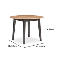 Gasy Dining Table, Extendable 26-42 Inch, Dark Brown Wood, 2 Leaves -BM328075