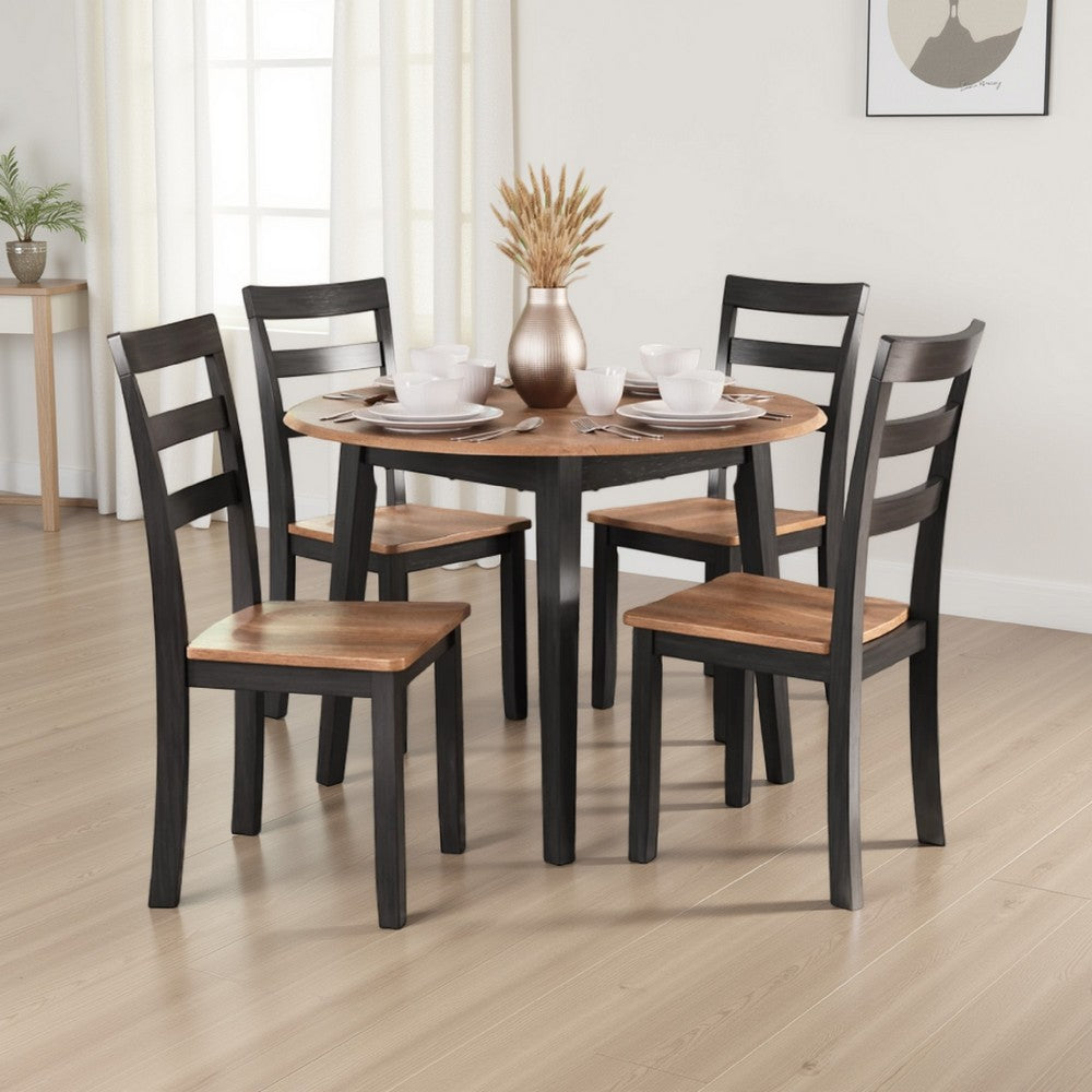 Gasy Dining Table, Extendable 26-42 Inch, Dark Brown Wood, 2 Leaves -BM328075