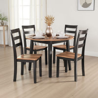 Gasy Dining Table, Extendable 26-42 Inch, Dark Brown Wood, 2 Leaves -BM328075