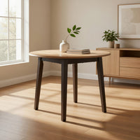 Gasy Dining Table, Extendable 26-42 Inch, Dark Brown Wood, 2 Leaves -BM328075