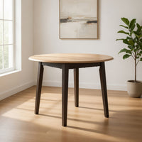 Gasy Dining Table, Extendable 26-42 Inch, Dark Brown Wood, 2 Leaves -BM328075