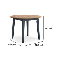 Gasy Dining Table, Extendable 26-42 Inch, Dark Blue, Wood, 2 Leaves -BM328076