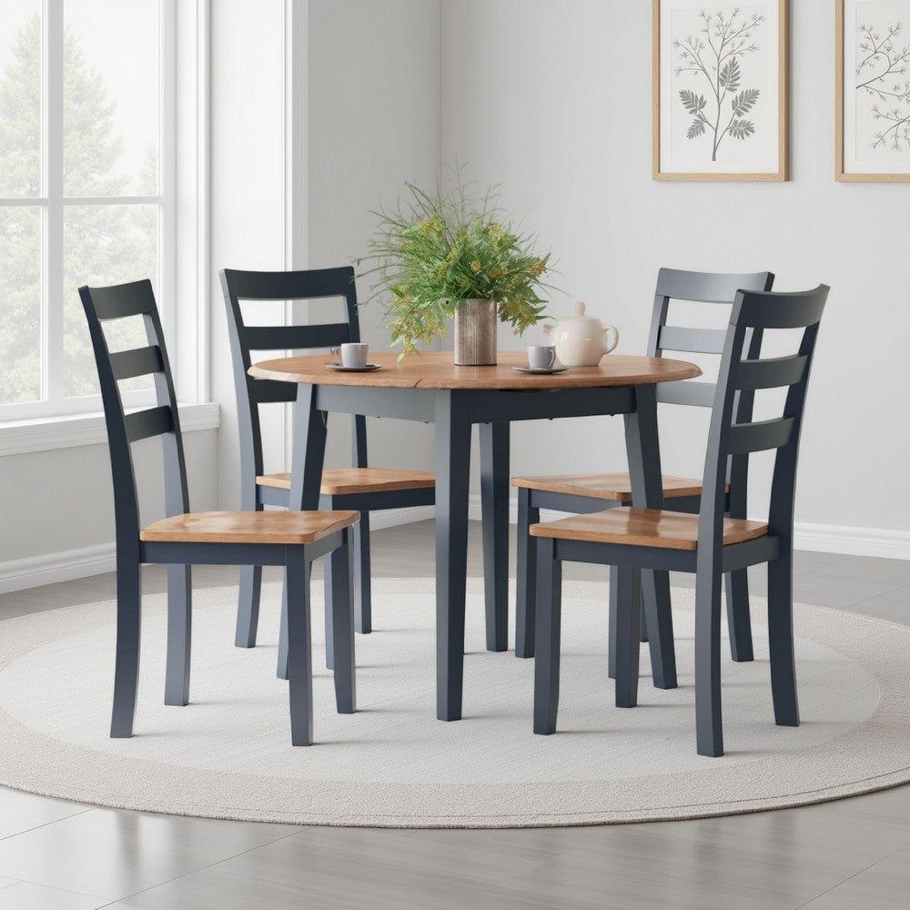 Gasy Dining Table, Extendable 26-42 Inch, Dark Blue, Wood, 2 Leaves -BM328076