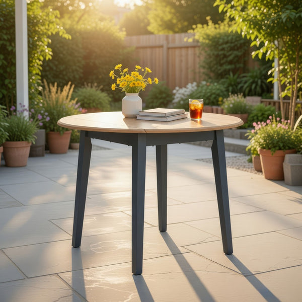 Gasy Dining Table, Extendable 26-42 Inch, Dark Blue, Wood, 2 Leaves -BM328076
