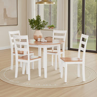 Gasy Dining Table, Extendable 26-42 Inch White Brown Wood, 2 Leaves -BM328077