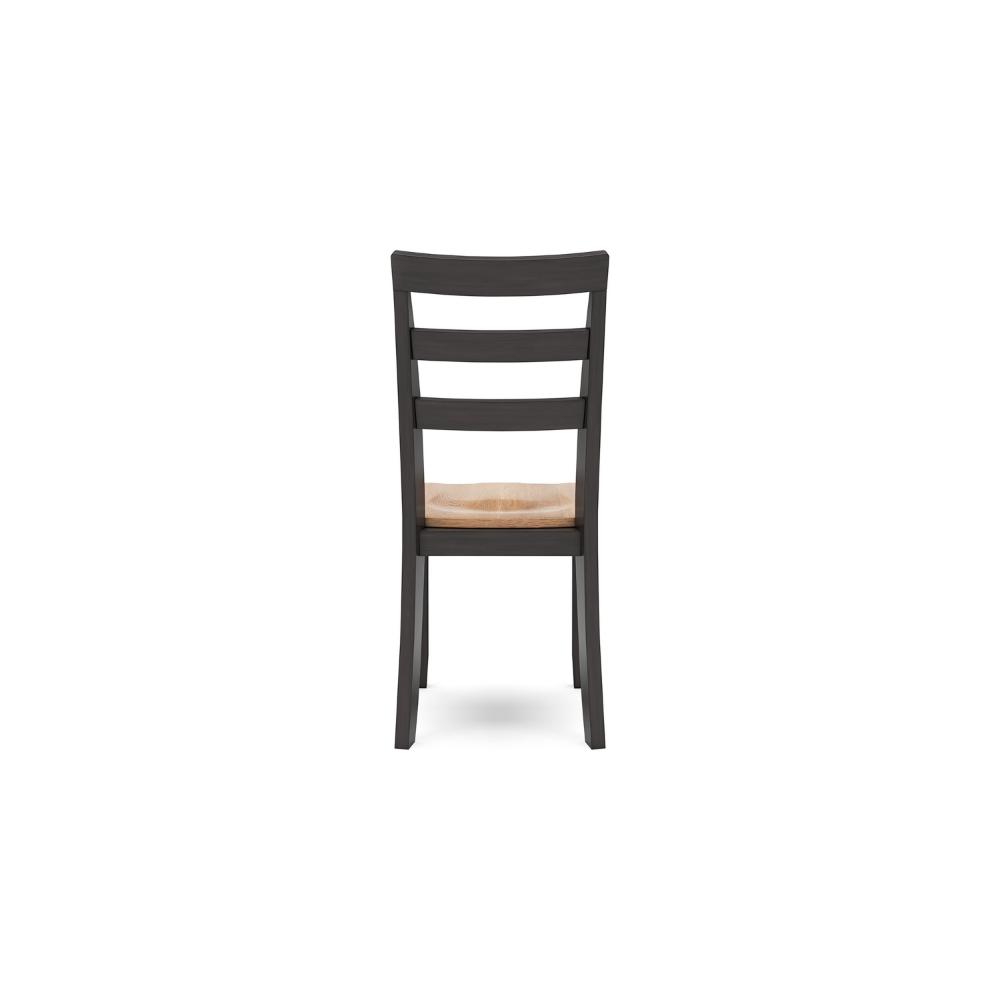 Gasy Dining Chair Set of 2, 17 Inch, Dark Brown Wood, Contoured Seat -BM328078