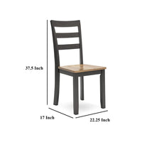 Gasy Dining Chair Set of 2, 17 Inch, Dark Brown Wood, Contoured Seat -BM328078
