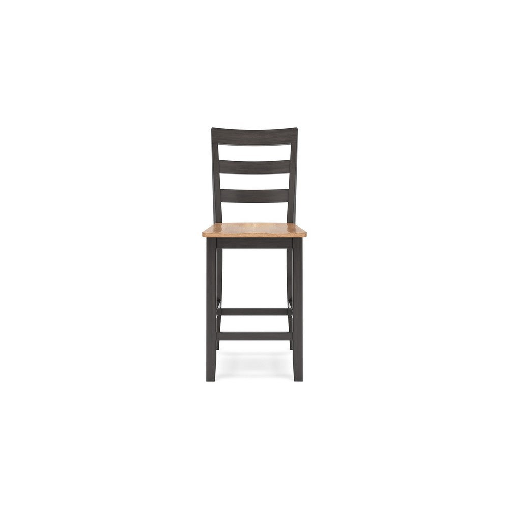Gasy Counter Height Chair Set of 2, 24 Inch Dark Brown, Contoured Seat -BM328079