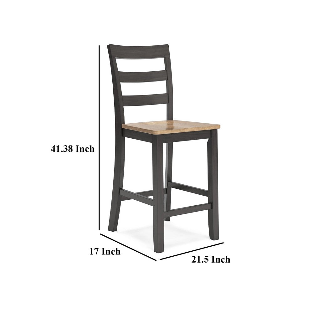 Gasy Counter Height Chair Set of 2, 24 Inch Dark Brown, Contoured Seat -BM328079