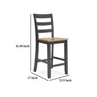 Gasy Counter Height Chair Set of 2, 24 Inch Dark Brown, Contoured Seat -BM328079