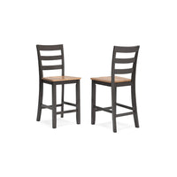 Gasy Counter Height Chair Set of 2, 24 Inch Dark Brown, Contoured Seat -BM328079