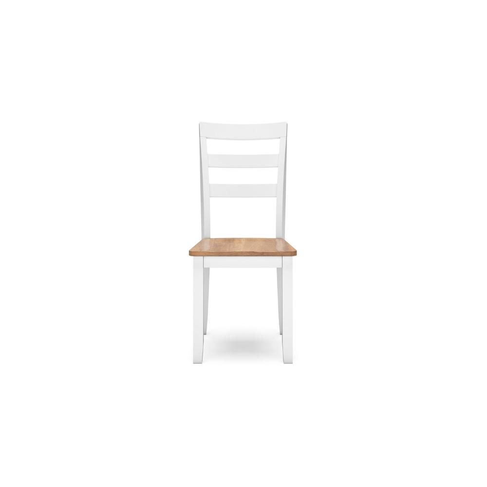Gasy Dining Chair Set of 2, 22 Inch White and Brown Mango Wood Veneer -BM328083