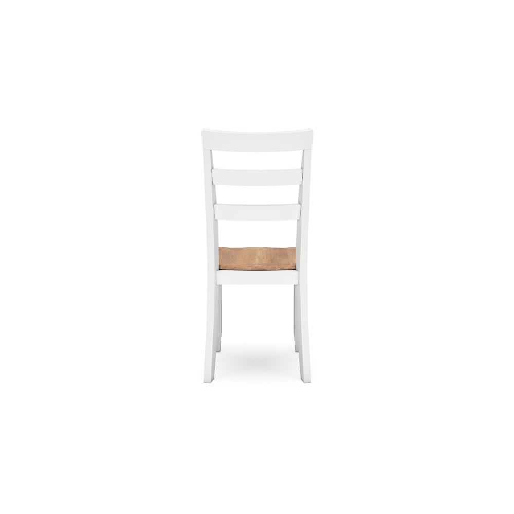 Gasy Dining Chair Set of 2, 22 Inch White and Brown Mango Wood Veneer -BM328083