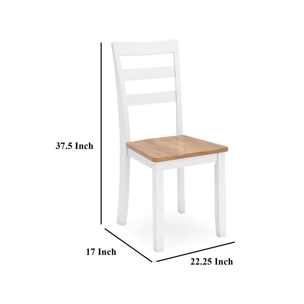 Gasy Dining Chair Set of 2, 22 Inch White and Brown Mango Wood Veneer -BM328083