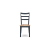 Gasy Dining Side Chair Set of 2, Dark Blue Solid Wood Brown Mango Seat -BM328088