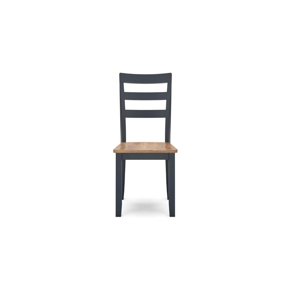 Gasy Dining Side Chair Set of 2, Dark Blue Solid Wood Brown Mango Seat -BM328088