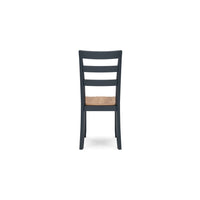 Gasy Dining Side Chair Set of 2, Dark Blue Solid Wood Brown Mango Seat -BM328088