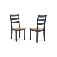 Gasy Dining Side Chair Set of 2, Dark Blue Solid Wood Brown Mango Seat -BM328088