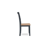 Gasy Dining Side Chair Set of 2, Dark Blue Solid Wood Brown Mango Seat -BM328088