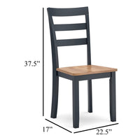 Gasy Dining Side Chair Set of 2, Dark Blue Solid Wood Brown Mango Seat -BM328088