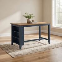 Gasy Counter Height Dining Table, 60 Inch, Dark Blue Brown Mango Wood -BM328090