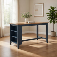 Gasy Counter Height Dining Table, 60 Inch, Dark Blue Brown Mango Wood -BM328090